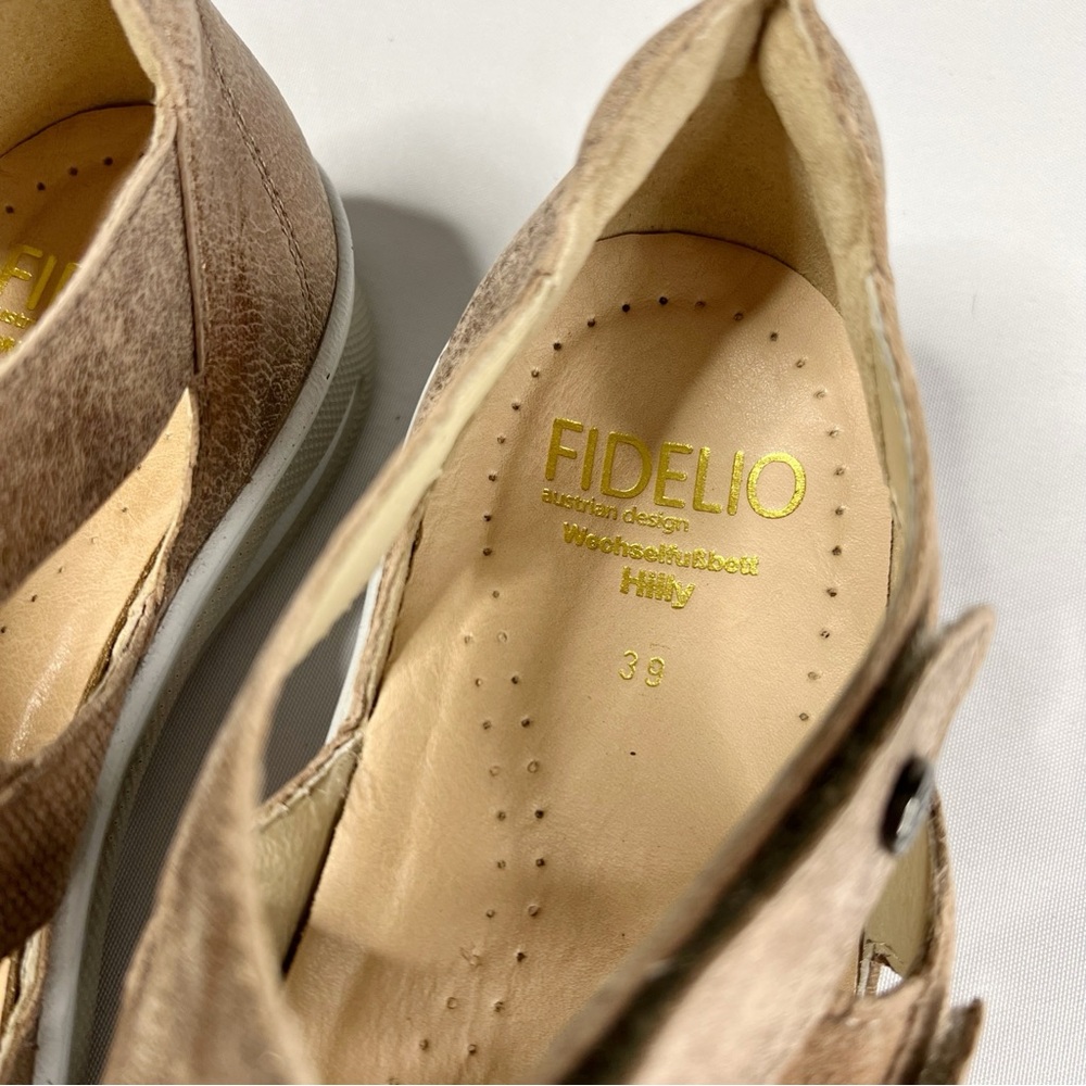 Fidelio Hilly Genuine Leather Comfort Velcro Rose Gold Sandals Size 39 - Picture 7 of 10